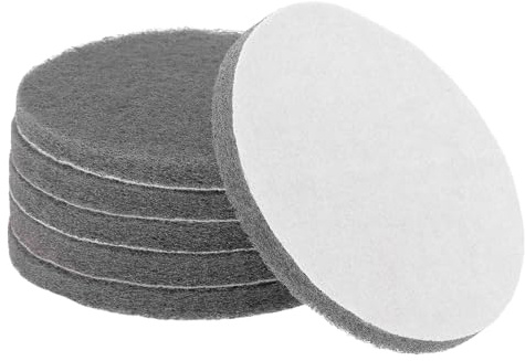 sourcing map 6pcs Scrubber Scouring Pads 800 Grits 5 Inch Drill Power Brush Hoop and Loop Surface Conditioning Disc Drill Scuffing Disc Scrub Pads for Home Kitchen Cleaning, Gray