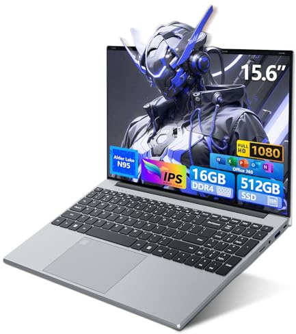 15,6 Pollici Portatile PC 16GB RAM DDR4 1TB SSD Office 365 Notebook Win 11 Alder Lake-N95 Processore (fino a 3,4 GHz) Studenti e Uffici Dotato Touch ID WiFi BT HDMI USB 3.0 Tastiera Full-Size