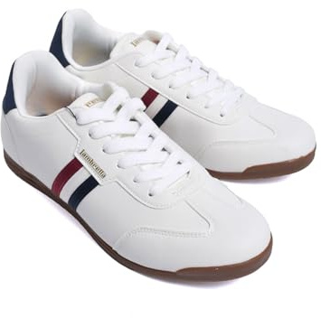 Lambretta Mens Tackle Retro Low Rise Mod Trainers - White/Navy/Black - 10 UK