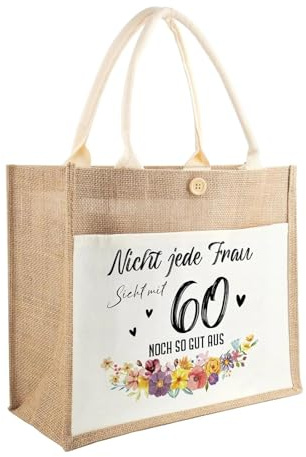 LINTRA Borse per Spesa in Juta, Borse Regalo da Donna Adatta a Persone di 40, 50 o 60 Anni, Riutilizzabile Borse di Iuta, Shopper Personalizzabile con Manici, per Shopping, Picnic e Come Regalo