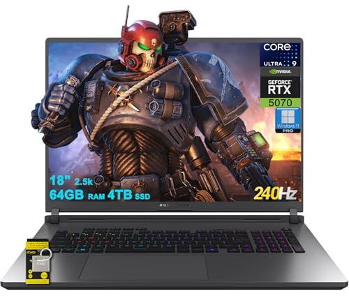 ASUS ROG Strix G18 G815 Gaming AI Laptop 18 2560x1600 240Hz (100% DCI-P3) Intel 24-core Ultra 9 275HX 64GB RAM 4TB SSD GeForce RTX 5070 (Up to 798 AI Tops) RGB Backlit Win11Pro ICP Hub/