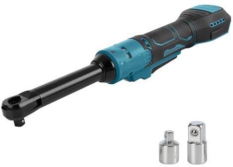 Llave de trinquete inalámbrica para Makita 18V, varilla extendida eléctrica sin escobillas de 3/8 de 16 cm de largo a 300 RPM, 80 N.m de trinquete de accionamiento con luz LED, adaptador de 1/2 1/4