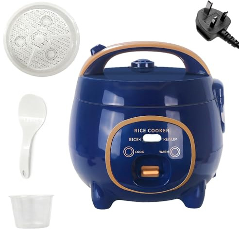 BEOSIOR Small Rice Cooker, Rice Maker, One Touch & Keep Warm, Mini Cooker for Grains, White Rice, Porridge, and Soup, Blue