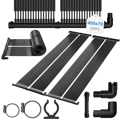 PEILU 400x70cm Solarkollektor Poolheizung, Schwarz Solarheizung, Erweiterbar Sonnenkollektor Heizung, Solarbetriebener Teichheizung, 2,8m² Solarmatte für Pools Schwimmbad Warmwasser
