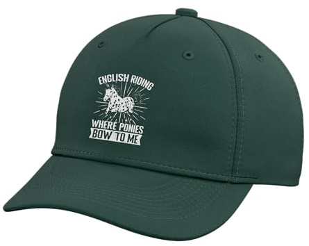 Horseback Riding Pony Bow to Me Horse Rider Adjustable Printed Baseball Hat, Dark Green