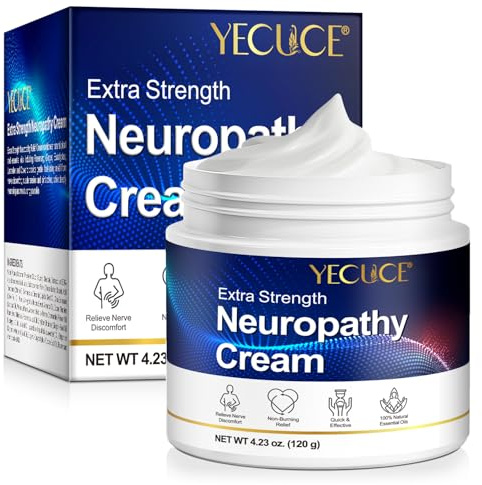 Neuropathy Nerve Relief Cream,Max Strength No-Mess Topical Pain Reliever for Toes, Hands, Fingers, Feet, Legs & Arms, 4.23oz