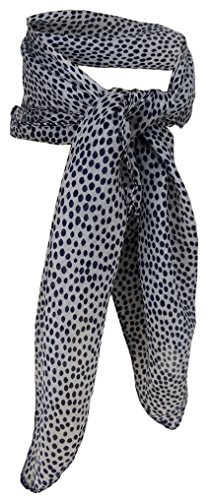 TigerTie Damen Nickituch in grau schwarz gepunktet - Halstuch 100% Seide - 50 x 50 cm