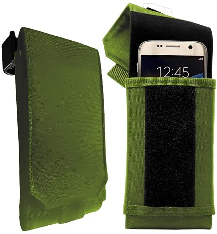 Handy-Holster mit Clip – Klettverschluss-Nylon-Handy-Holster, kompakte Tasche, Rucksack-Schultergurt, Zubehörtasche – multifunktionale StrapPack-Taschen für Wanderer, Reisende und Pendler, Grün