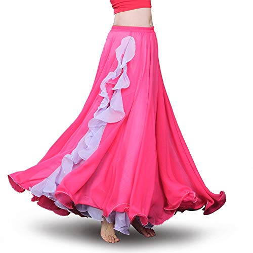 Royal Smeela Bauchtanz-Kostüm für Damen, Chiffon, Bauchtanz-Rock, Tribal, Maxi, voller Tanz-Rock - Pink - Einheitsgröße