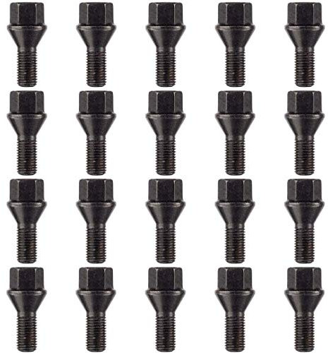 Ellis Excellence Set of 20 Alloy Wheel Bolts, M12 x 1.5, Tapered Seat, 26mm Thread, Compatible With Pre 2012 BMW Cars (Black)