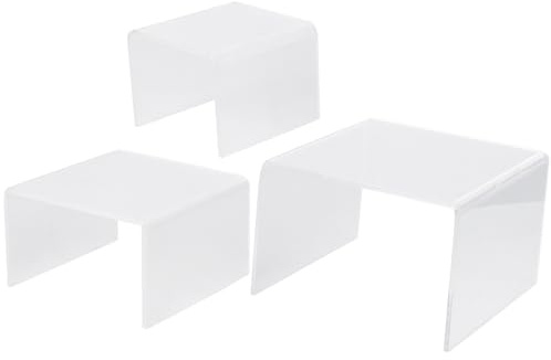 Garneck 3 Stücke Klar Acryl Display Riser Platz Riser Stand Display Rack Schmuck Display Riser Schaufenster für Pop Figur Display