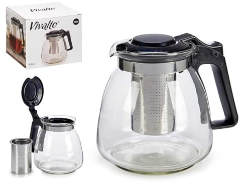 Tetera de Cristal con Filtro Inox Grande 900 ml. Tetera para te e infusiones. Medidas 13X13X13 Filtro inoxidable 7 X 5. Cristal de Borosilicato resistente.