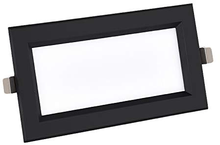 BRILLRAYDO 12W Rectangle LED Panel Lamp Ceiling Light PMMA Board Grille Light Recessed Flush Mounted Black Warm White