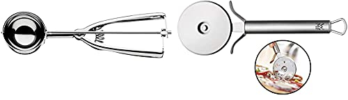 WMF Gourmet Cuchara para Helado, Acero Inoxidable Pulido + Profi Plus Cortador De Pizza, Acero Inoxidable Pulido
