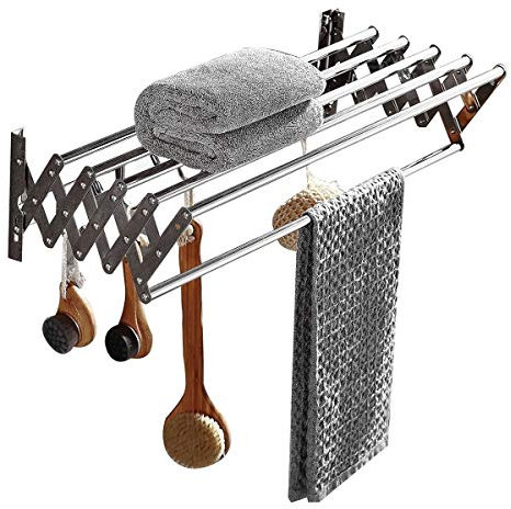 LLLD Ausziehbarer Handtuchhalter Küche Oder Bad Edelstahl Handtuchstange Zur Wandmontage Erweiterbarer Klapp Kompakt Und Robust Silber (Size : 100cm/39.4inch)