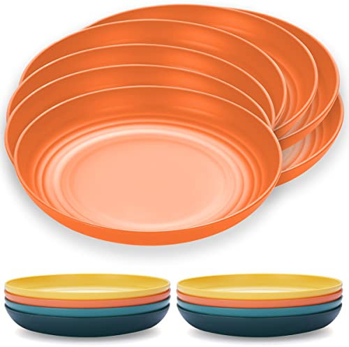 Kyraton servizio piatti in plastica 8 pezzi 23cm, piatti leggeri infrangibili e riutilizzabili Piatti da Cena Leggeri Pasta e Dumpling Microonde Safe BPA Free lavabile in lavastoviglie