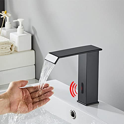 Infrarot Sensor Wasserhahn schwarz Automatisch Mischbatterie Wasserfall waschtischarmatur für bad-kalt und heiß_niedrig