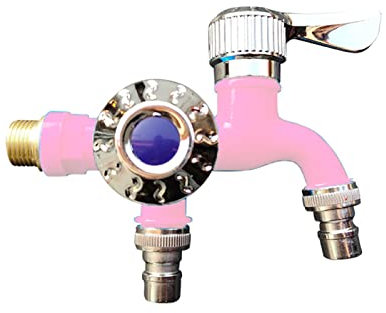 Doppelter Wasserhahn, Dual-Wasserhahn mit Auslaufventil, Wasserhahn-Umsteller für Küche, Garten, Küche, Spüle, Wasserhahn