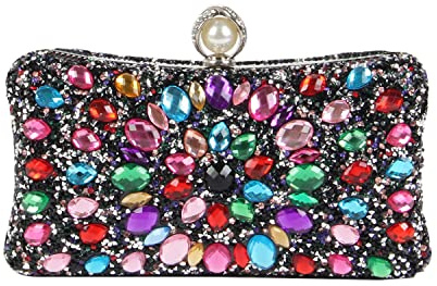 Freiesoldaten Mujeres Diamante de Imitación Bolso de Noche Multicolor Deslumbrante Cristal Bolso de Mano Fiesta Nupcial Boda Cóctel Bolso