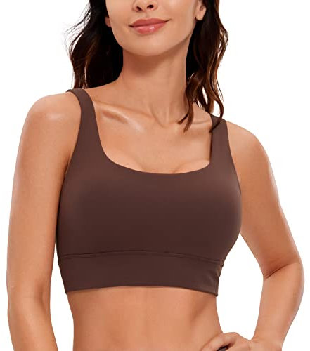CRZ YOGA Damen Butterluxe Sport BH U Back Ohne Buegel Große Brüste Fitness Yoga BH Top Taupe M