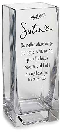 Personalised Square Sister Glass Flower Vase Gift Present