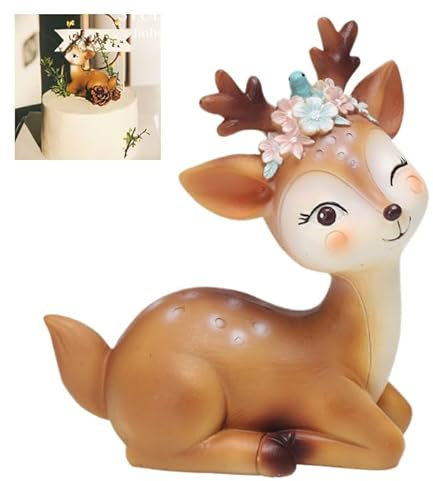 Xrten Elch Hirsch Figur，Miniatur 3D Kuchendekoratio Simulation Hirsch Ornamente Weihnachtsfigur Xmas Party Deko für Geburtstagsfeiern, Babypartys