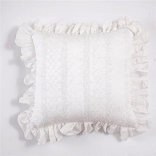 RAJEGAR Gewebter Kissenbezug für Sofa, Stuhl, 30 x 50 cm, Jacquard, Plissee, Wohnzimmer, Pflanzen, Blumenmuster, 45 x 45 cm, Weiß