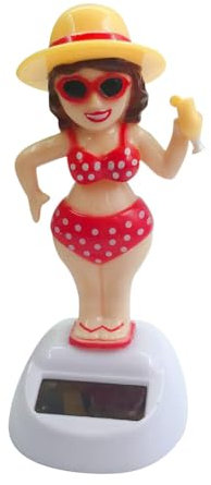 Figura solare a forma di testa oscillante, per auto, divertente bikini da donna, a forma solare, per cruscotto, per auto, giocattolo da danza solare, ideale per davanzale della finestra