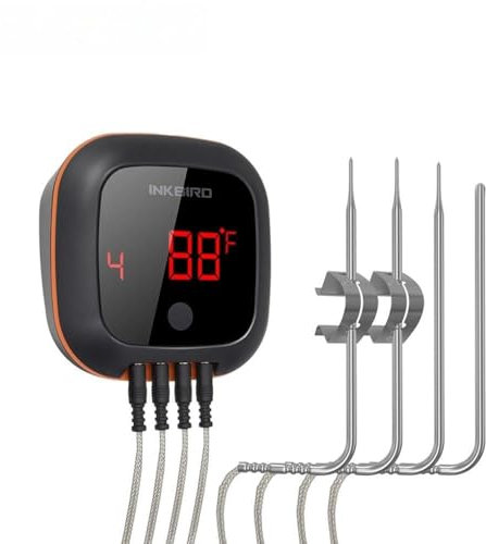 Termometri da cucina Digital Wireless Bluetooth Cooking Oven BBQ Grilling Thermometer With Two/Four Probe and USB rechargable battery (Color : 4 probes)