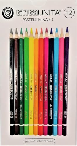 Generico PASTELLI TINTA UNITA 12 PEZZI COLORI ASSORTITI, nuova mina 4,2mm