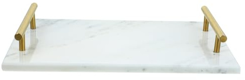 LIFKOME Vassoio Decorativo in Marmo Con Manici Elegante Porta Snack e Frutta Vassoio Organizer Per Cucina Bagno e Tavola Facile Da Pulire e Riutilizzabile
