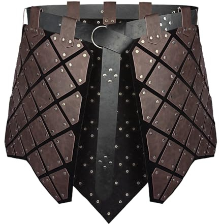 HiiFeuer Mittelalterliche Kunstleder 3PCs Taille Rüstung mit Gürtel, Mittelalter Cosplay Schenkelpanzer, Söldner&Ritter Rock Rüstung