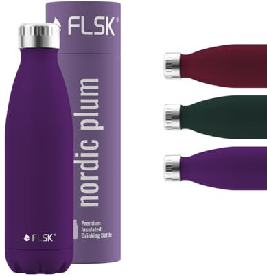 FLSK Trinkflasche – Premium Edelstahl Thermosflasche – 100 % auslaufsicher & kohlensäuregeeignet – hält 24 h kalt & 18 h heiß – BPA-frei (nordic plum, 500 ml)