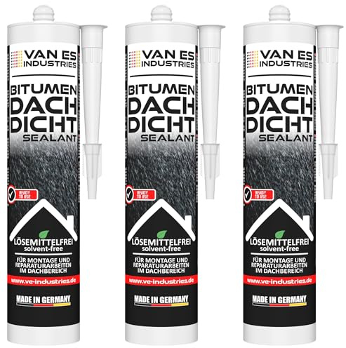 VAN ES INDUSTRIES Bitumenkleber 3x 300ml Kartusche für Montage- und Reparaturarbeiten im Dachbereich | lösemittelfrei | geruchsneutral | gebrauchsfertig | für Polystyrol geeignet