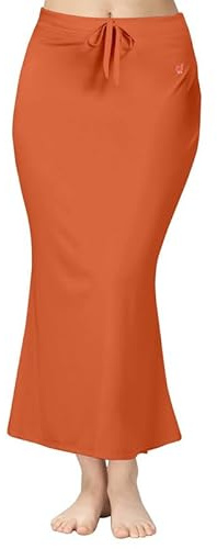 TRENDMALLS Dam polyester spandex sari formkläder underkjol för kvinnor, bomullsblandning, underkjol, kjolar för kvinnor, formkläder klänning för sari formare, Damm orange, L