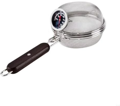 Kdouehg Stainless Steel Coffee Roaster with Thermometer Home Use, Open Fire Compatible Wire Mesh Coffee Bean Roasting Net