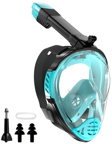 Jwintee Tauchmaske Schnorchelmaske Vollmaske,180-Grad-Sicht Tauchmasken mit Panorama-Vollgesichtsdesign,Sportkameras Kompatible Taucherbrille für Erwachsene und Kinder (Grün, S/M)