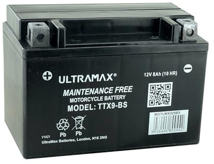 Ultra Max TTX9-BS, 12V 8AH 90 CCA Motorcycle Motorbike Powersports Battery