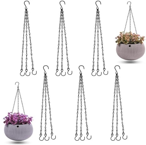 Changyeah Blumenampel Ketten Metall Hängende Kette,6 Stück Blumenampel Hängekette Ketten,3-Litzige Metallkette Ersatzkette Kleiderbügel Hängende Korbkette Für Blumentöpfen,Vogelkäfigen(Schwarz)
