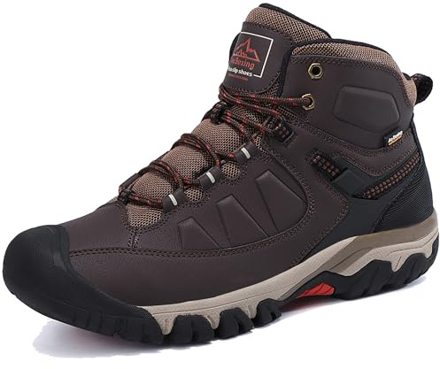 AX BOXING Botas Hombre Invierno Forradas Calientes Zapatillas Trekking Antideslizante Botas Senderismo Tamaño 41-46 EU(Marrón oscuro, 44 EU)
