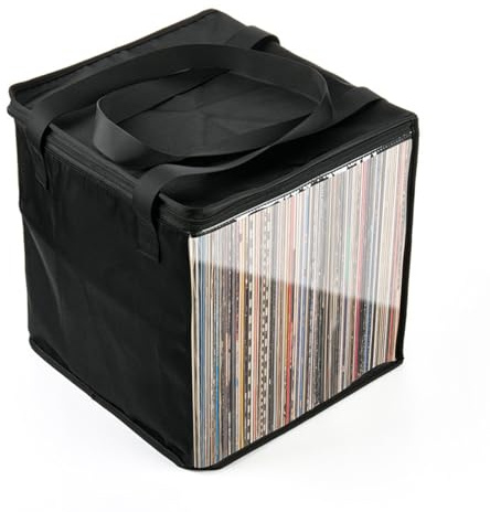 Zymoplas Scatola di conservazione per dischi in vinile LP da 12 pollici con manico Scatola in vinile per custodia Custodia per trasporto di dischi LP
