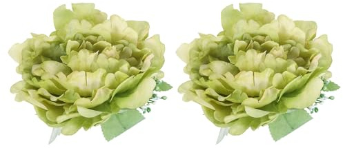 PATIKIL Fermacurtain Floreali Decorativi, 2 Pezzi Peonia Artificiale Decorativa Clip Portatenda Fiori Fermatenda per Casa Ufficio Camera da Letto Trattamento Finestre, Verde