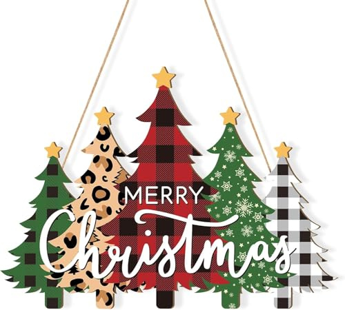 Cartel Colgante de Navidad, 12,3 Pulgadas × 8,9 Pulgadas Cartel Colgante de Invierno, Colgantes Puerta Navidad, Adornos de Madera para Colgar, Adecuado para Decoraciones Navideñas de Pared (A)