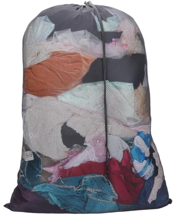 CRASPIRE 2 Confezione da 23 x 34 Pollici Borsa per Bucato in Rete con Coulisse Resistente Nera per Vestiti Sporchi in Poliestere Oxford con Chiusura Rettangolare per Appartamento Dormitorio Lavatrice