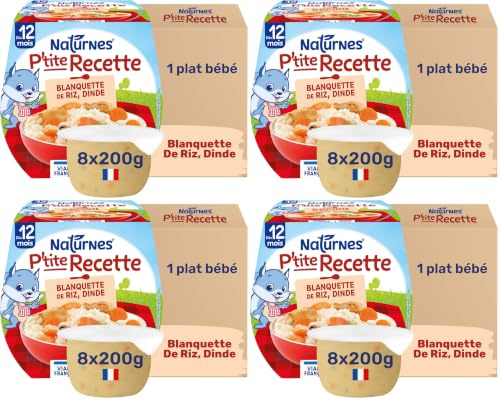 NESTLÉ BÉBÉ - P'TITE RECETTE BLANQUETTE DE RIZ DINDE DES 12 MOIS 2X200G (Lot de 4)
