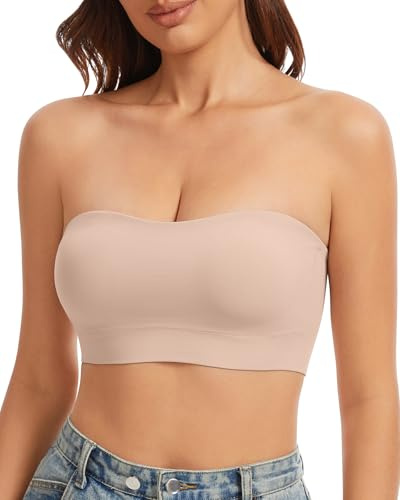 LEYSHE Soutien-gorge sans bretelles sans armatures rembourré sans coutures Soutien-gorge bandeau sans bretelles bon maintien Push Up Strapless Bra avec bretelles transparentes,