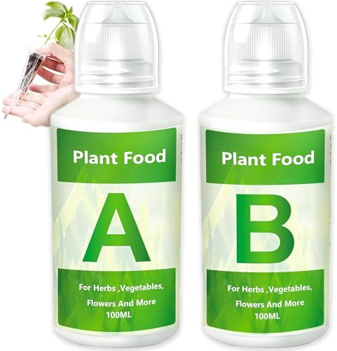 Hydroponic Liquid Plant Food A & B Nutrients for Hydroponics Growing System - Indoor Plant Food & Fertiliser, Multi-Purpose Fertiliser Indoor