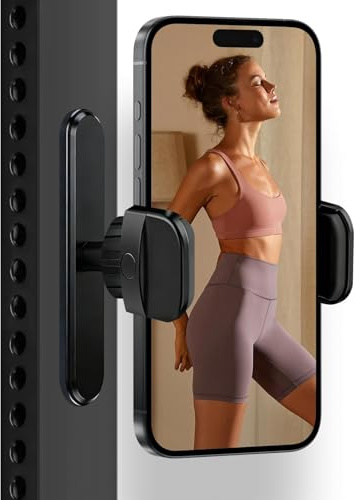 Soporte Magnetico Movil Gym, Sujeción Iman Teléfono Gimnasio 4,7 a 6,5 | Gym Magnetic Phone Holder Ajustable 360°, Portátil para iPhone 17 16 15 Teléfonos Universal, Base de Aleación Antideslizante