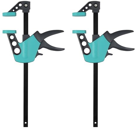wolfcraft Easy 8681060 - Pinzas compactas para trabajos de filigrana (2 unidades, alcance de 75 mm, fuerza de sujeción de 90 kg, envergadura de 300 mm, fabricado en Europa)