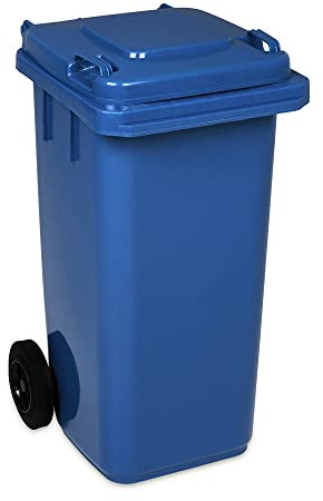 Jestic Cubo de Basura 120L con Ruedas de Goma Silenciosas para Recogida Diferenciada, Reciclaje Interior/Exterior EN840 (Azul, 120L)